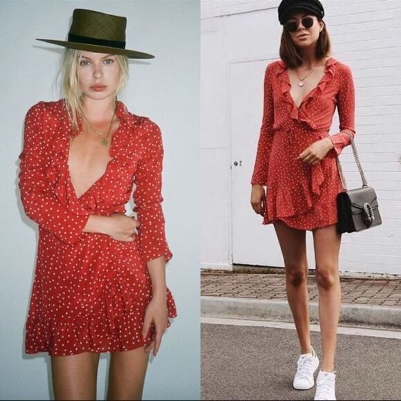 Réalisation Alexandra Red Star Print Silk Wrap Dress - Picture 10 of 11